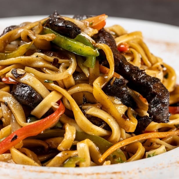 Beef noodle stir fry from CZEN Restaurant